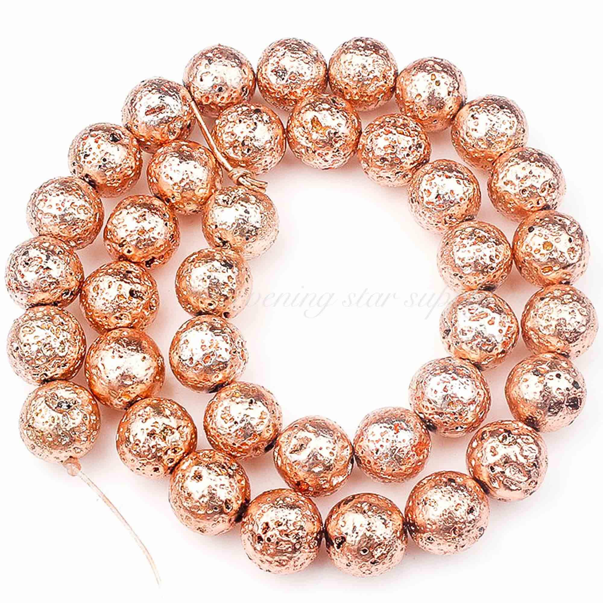 Natural Rock Lava Silver Rose Gold Plated Stone Beads For Jewelry DIY Making 15" Natural Rock Lava Silver Rose Gold Plated Stone Beads For Jewelry DIY Making 15"