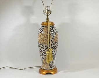 Vinatge and Handmade Animal Print Table lamp, Retro Animal Print Lamp