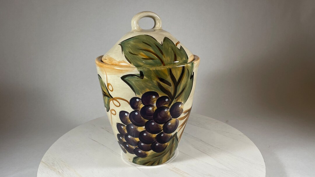 Handmade Painted Grapes Kitchen Canister Grapes Cansiter Etsy