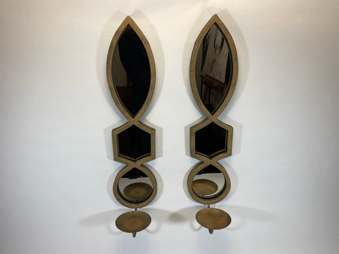 Geometric Wall Sconce Large Mirrored Wall Candle Sconce Etsy