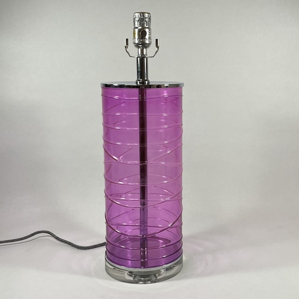 Modern Pink Fused Glass Table Lamp, Fused Glass Lamp, Glass Lamp, Purple Lamp, Vintage Lamp