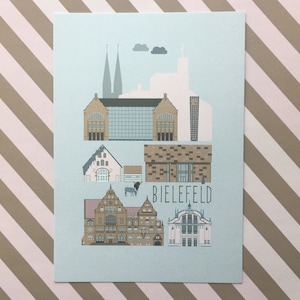 Postkarte, Bielefeld, Architekturdarstellung, City postcard, DIN A6,