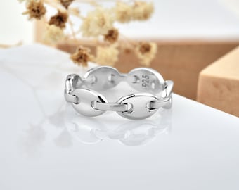 Hermes Chaine D Ancre Enchainee Ring Sterling Silver Boxed