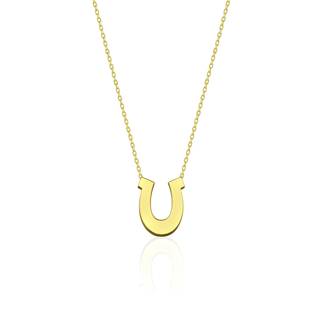 18K Horseshoe Necklace Solid Gold Horseshoe Necklace 14K Etsy