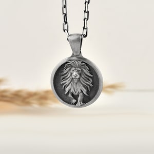 Leo zodiac sign oxidized silver necklace for birthday gift, 14K gold Leo pendant for astrology gift, Horoscope silver pendant for girlfriend