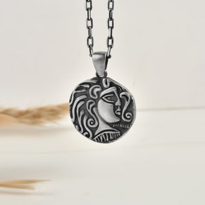 Sterling silver ancient Roman coin necklace for girlfriend gift, Ancient Rome coin pendant in 14K gold, Everyday pendant in silver polished