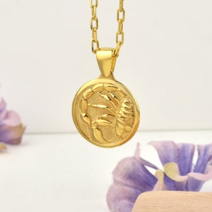 Scorpio necklace for birthday gift, 10K gold scorpion pendant for astrology gift, Scorpio zodiac silver jewelry for women