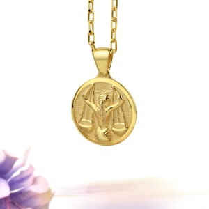 Libra Necklace in 925 silver, 14K or 18K gold libra pendant for girlfriend gift, Astrology gold plated silver necklace for birthday gift