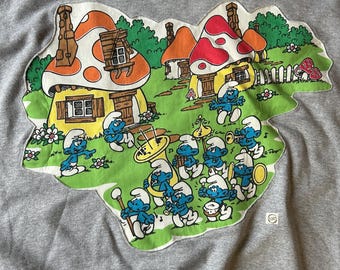Sudadera con sábana de los Pitufos, vintage y reciclada