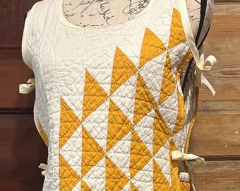 Tanktop, strik aan zijkant, vintage quilt