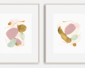 Peaceful Twins Abstract Art Prints — Set of 2 8x10s