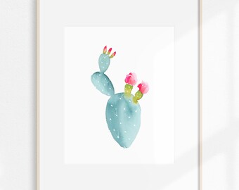 Pink Flower Cactus Print No 2