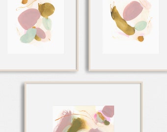 Peaceful Trio Abstract Art Prints — Set of 3 — two 8x10s + one 5x7