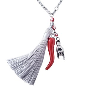 Italy Cornicello Car Charm, Mano Cornuta Rear View Mirror Hanging, Malocchio Portafortuna Italy Gifts