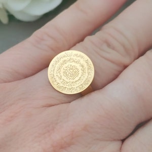 Ayatul Kursi Ring, Gold 4 Qul Islamic Muslim Quran Jewelry
