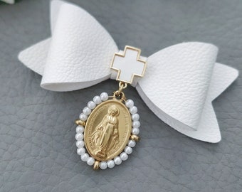 Grande Médaille Crèche, Broche Pendentif Miraculeuse, Cadeau Baptême Garçon Fille