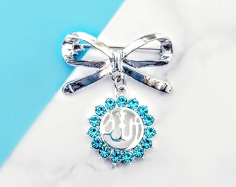 Petite épingle bébé noeud papillon, broche Allah en strass, bijoux musulmans islamiques pour enfants ou adultes