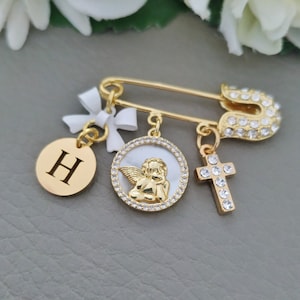 24k Schutz für Baby Sicherheitsnadel, Schutzengel Baby Pin Brosche, personalisiertes Babypartygeschenk, geschlechtsneutrales Geschenk für die Taufe
