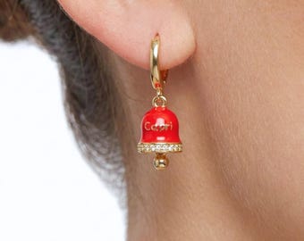 Capri Bell Earrings, Italian Lucky Charm Hoops Gold Filled