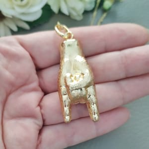 Extra Large Italian Hand Necklace, Mano Cornuto Pendant, Gold Italian Mano con Corna Tiè, Protection Amulets, Italian Gifts