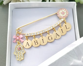 Gender Neutral Pin, Stroller Brooch, Black White Personalized Baby Keepsake, Newborn Jewelry Gift