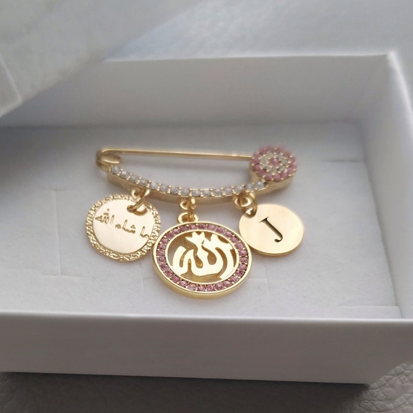 Mashallah Baby Gift Idea, Masha Allah Arabic Calligraphy, Personalized Baby Pin Brooch for Boys and Girls