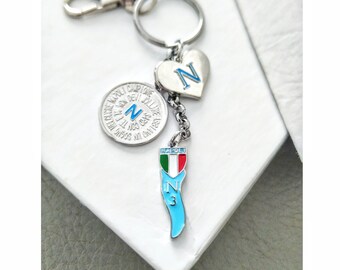 テディベア　Napoli Naples Keychain, SSC Napoli Lucky Charm, Superstitious Croissant