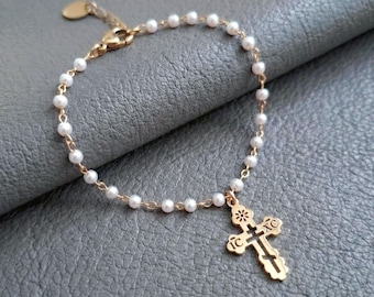 Orthodox Cross Charm Bracelet, Byzantine IC XC Kids & Adults Jewelry