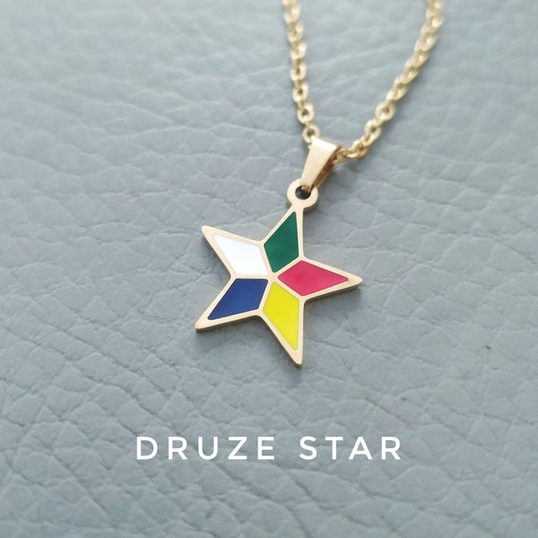 Druze Star Necklace, 5 Pointed Star Pendant, Druze Jewelry Gift, Titanium Waterproof