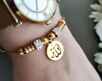iodvfs Bracelet en Acier Inoxydable Arabe Allah Charm Femme Bracelet Cadeau