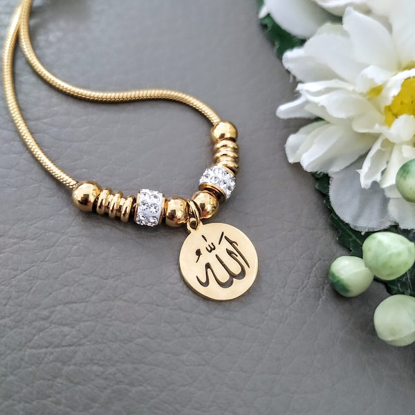 Bracelet ALLAH en or, bijoux à breloques islamiques, cadeau musulman pour femmes filles