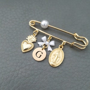 Sacred Heart Pin, Virgin Mary Personalized Brooch
