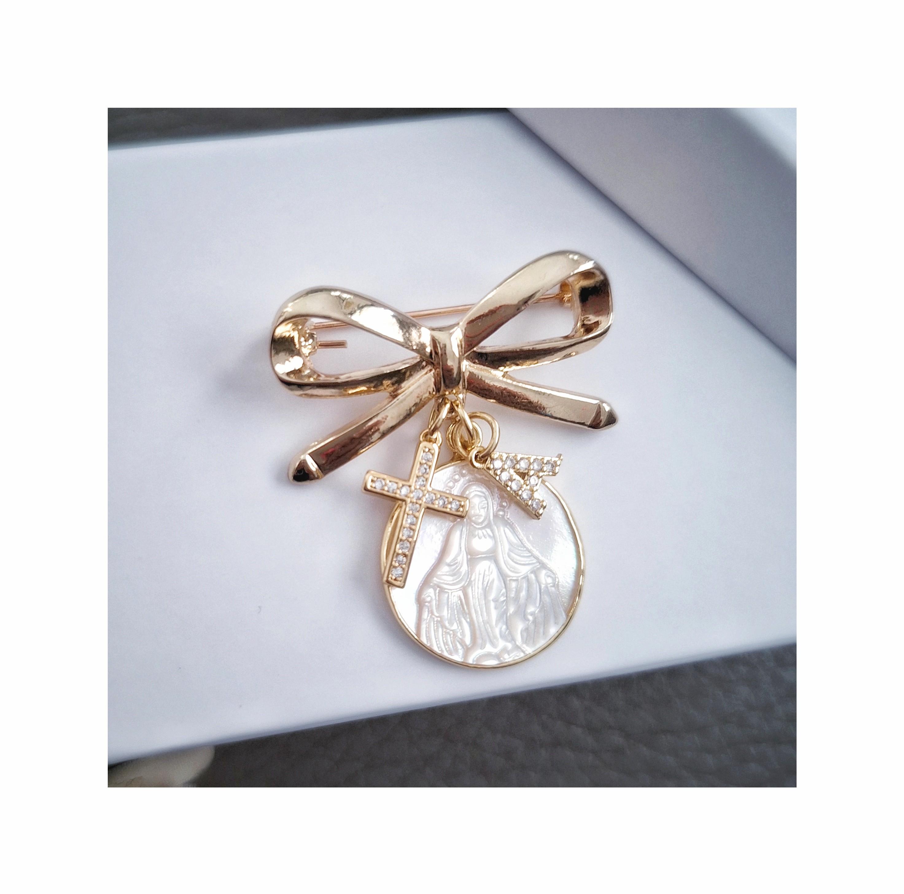 Personalized Baptism Pin, Virgin Mary Baby Blessing Pearl Brooch - Etsy