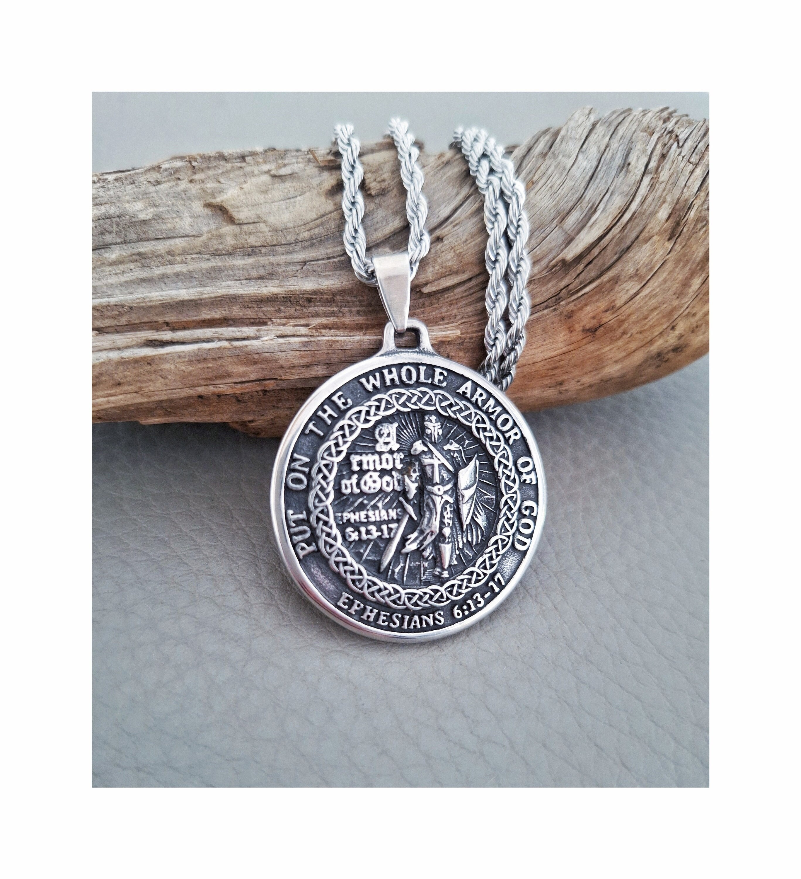 Men's Jewelry Gifts Titanium Stainless Steel Crucifix Shield Necklace Pendants E - Foto 8