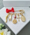 24 k Gold plated Cornicello Pin, Kids Italian Horn Lucky Charms, Malocchio Jewelry, Italian Baby Shower Gifts product logo