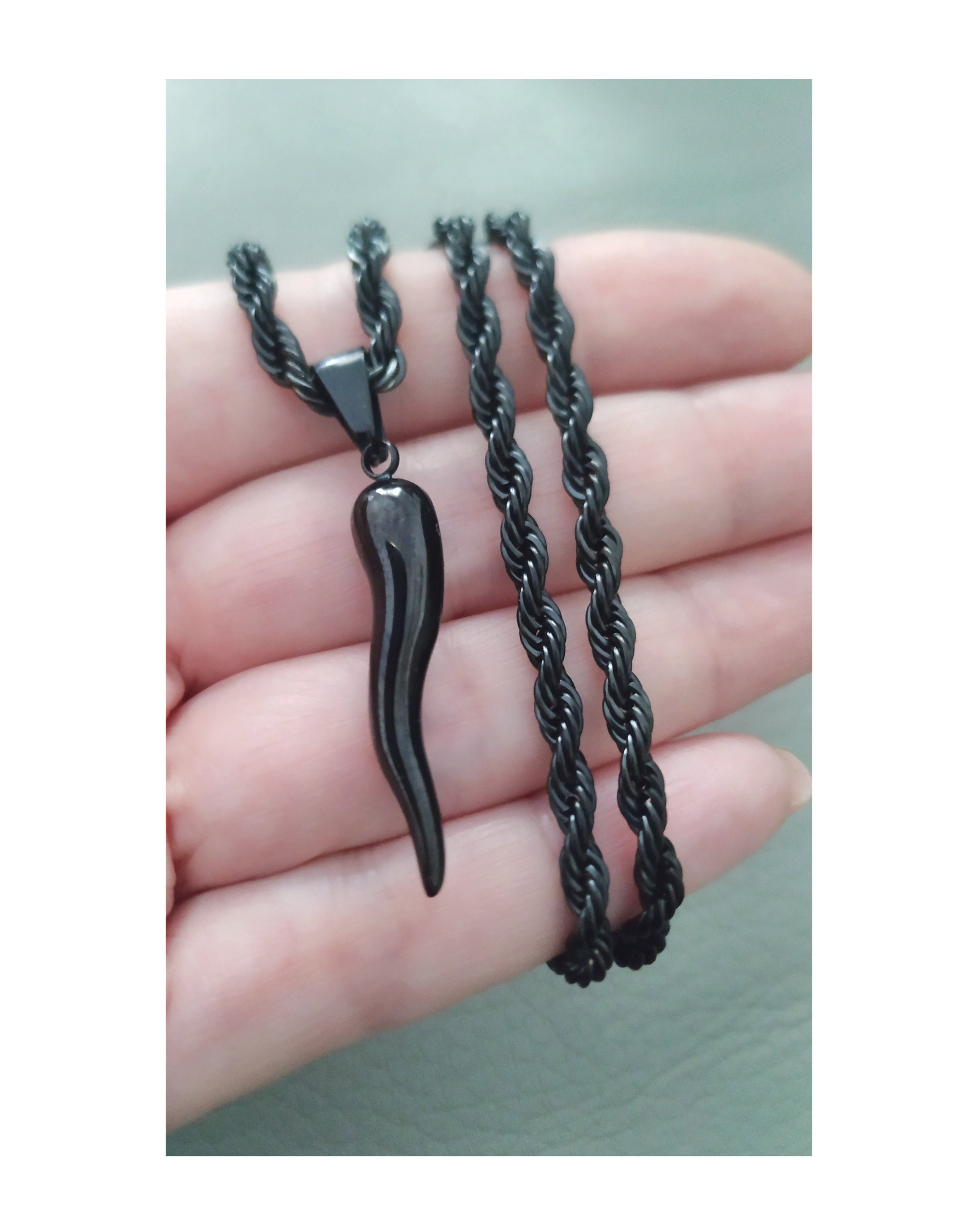 Black italian horn necklace deals