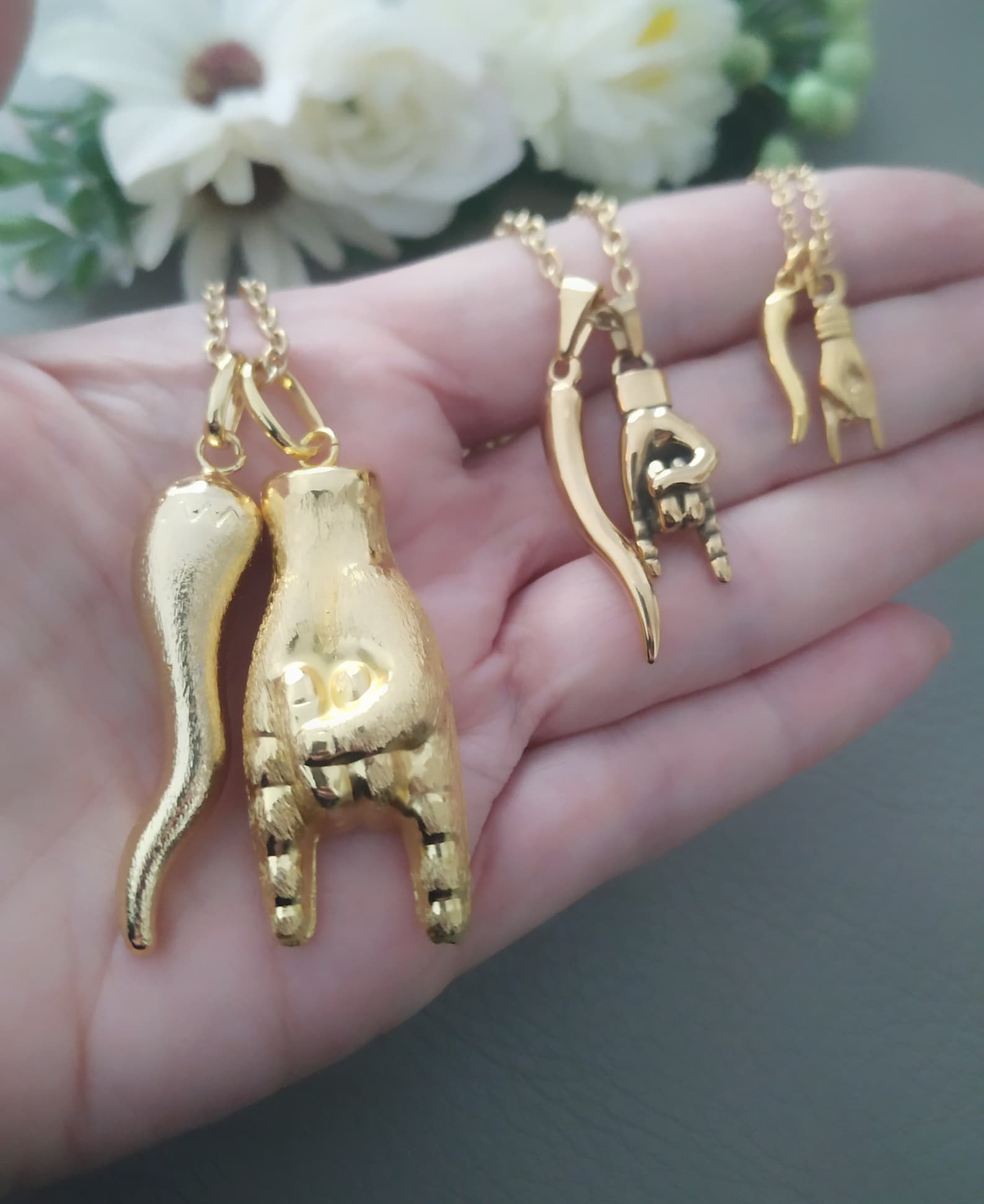 Extra Large Italian Horn Necklace Large Mano Cornuto Etsy