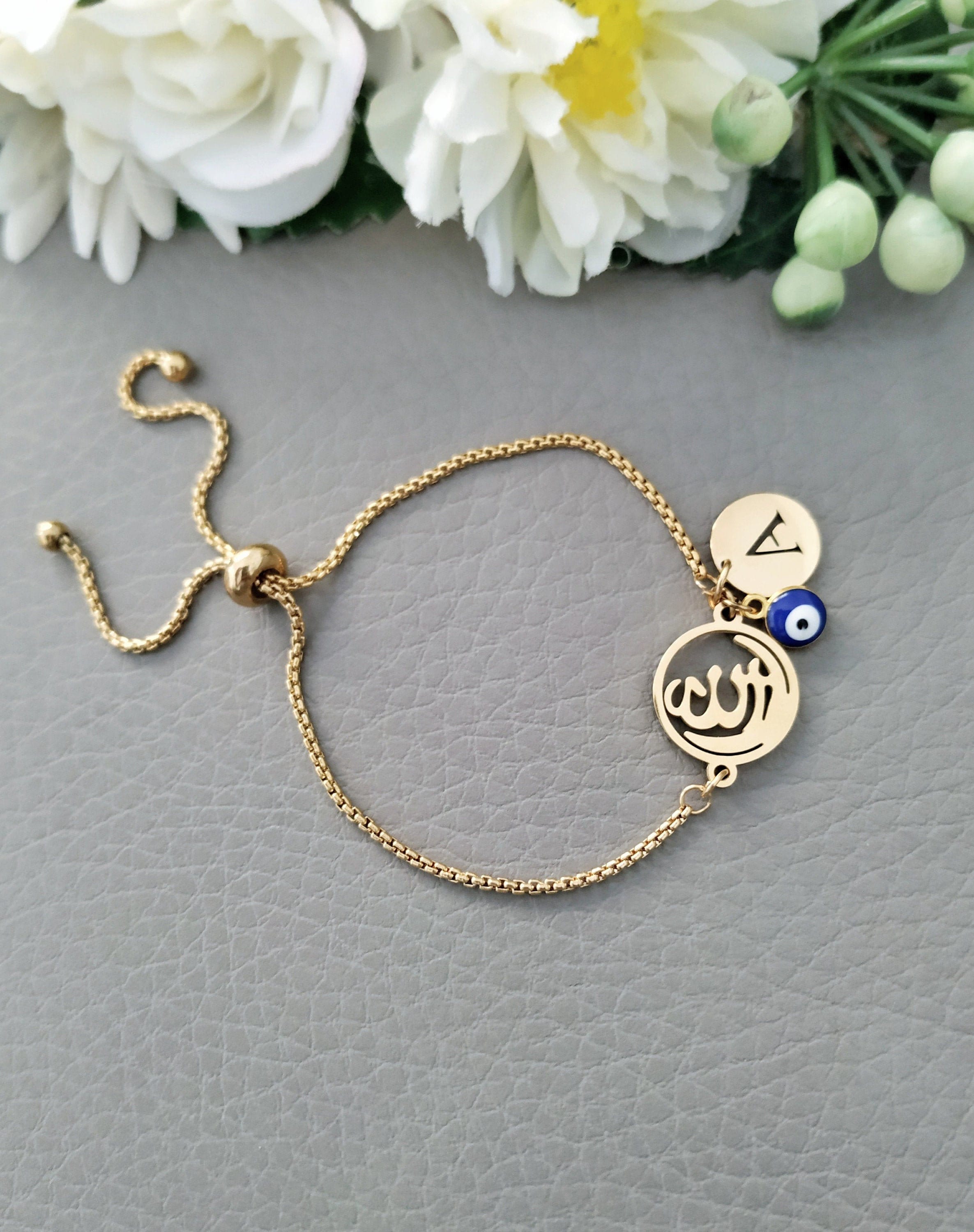 14k Rose Gold Allah CZ Studded Islamic Bracelet