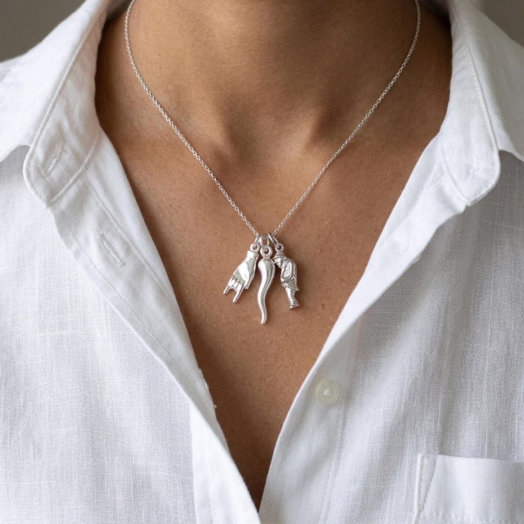 Collana Portafortuna Napoletana Con Corno Rosso Lungo 2,5 Cm - Laccio Regolabile 40-45 Cm - Amuleto Del Gobbo