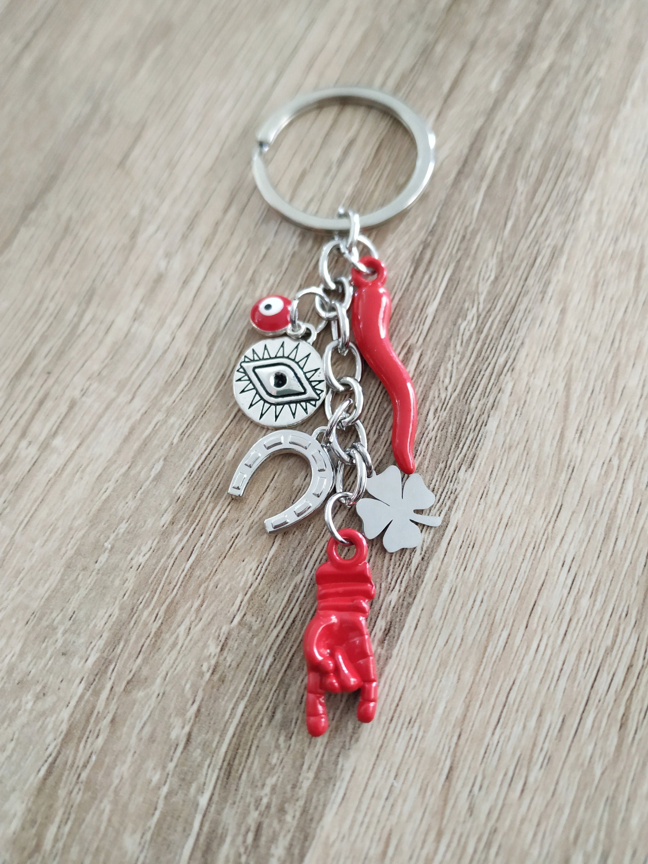 Red Pepper Chili Keychain with Italian Horn Good Luck Charms Etsy