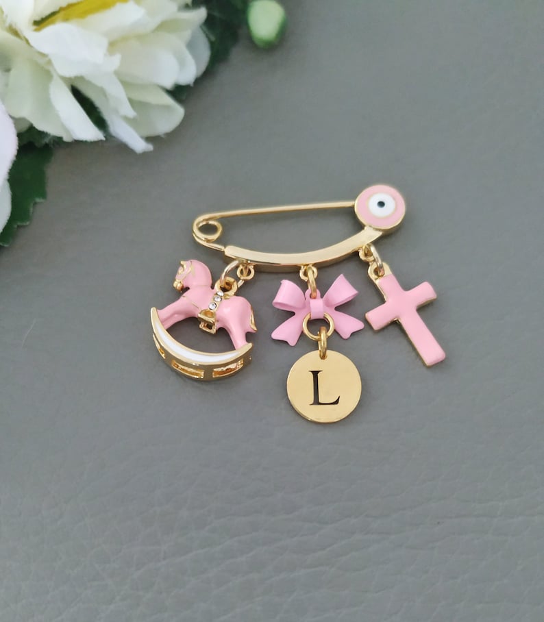 Personalized Baby Pin Gold Safety Pin Baby Boy Gift Cross Etsy