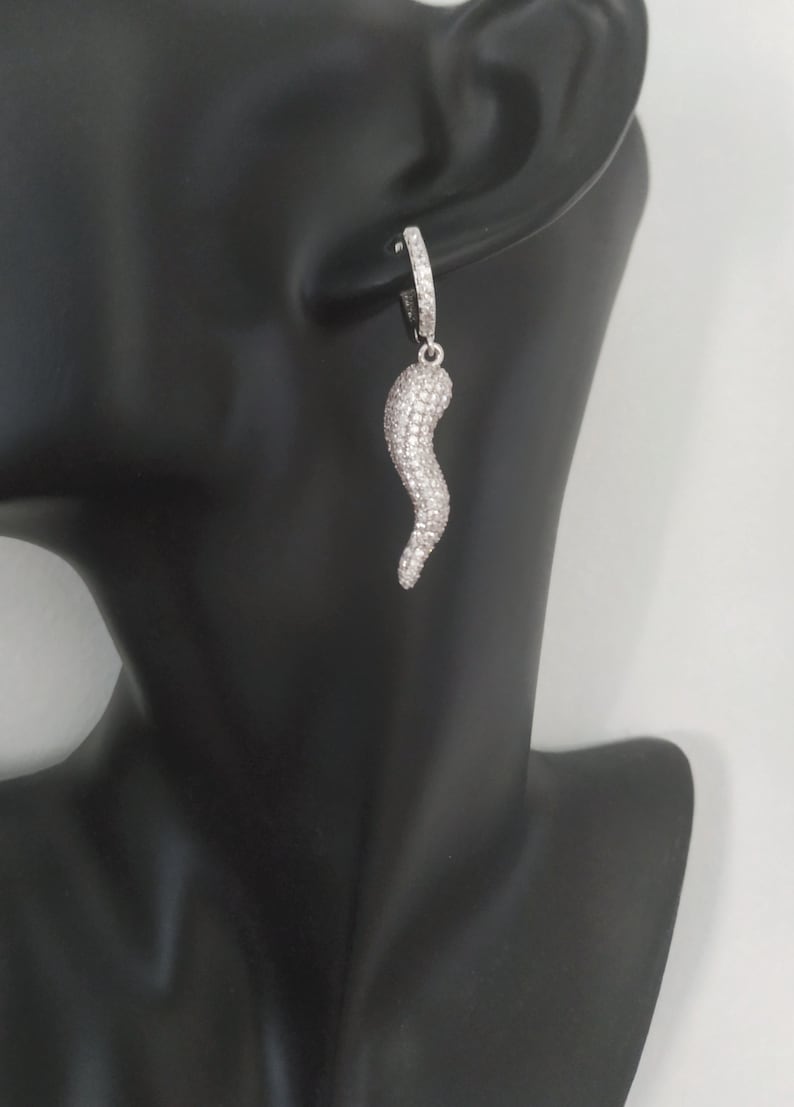 Sparkling Italian Horn Earrings Hoops Gold or Silver Etsy