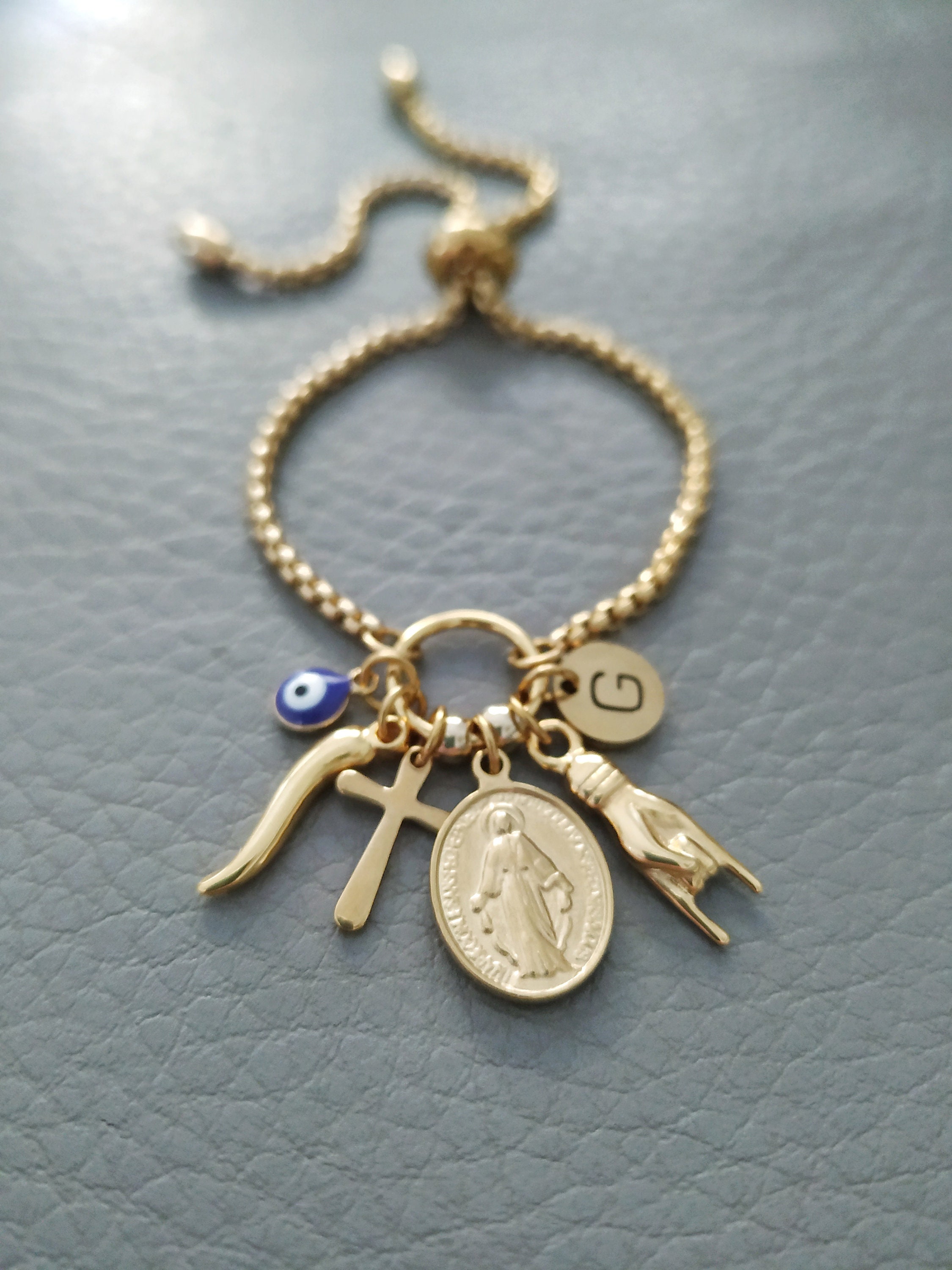 Pulsera de cuerno de Italia personalizada, joyería de acero inoxidable  virgen Cornicello Mano Corno de oro, cierre ajustable, regalo italiano  Portafortuna para mujer -  México