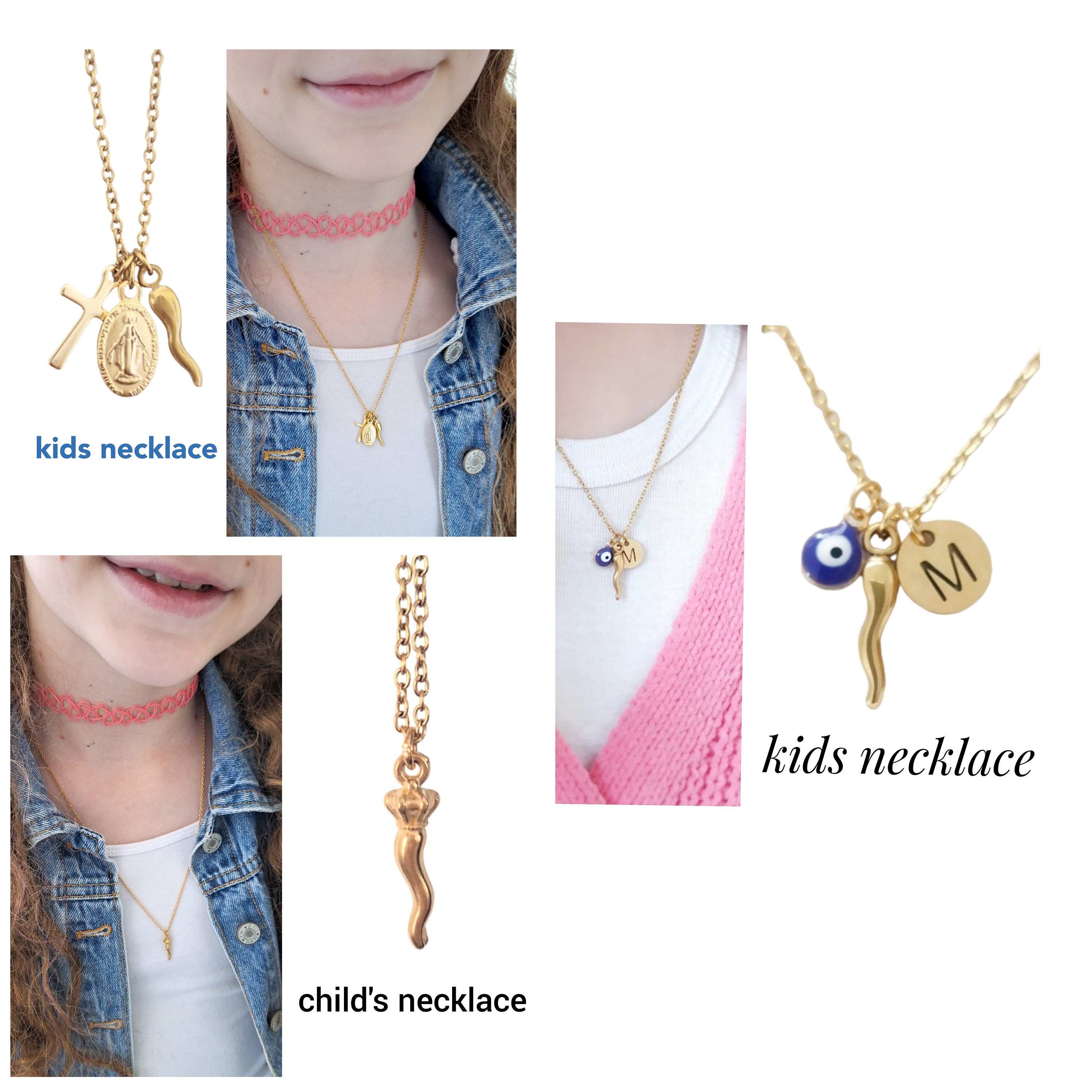 SMALL Cornetto Necklace, 18K Gold Steel Italian Pendant SMALL Cornetto Necklace, 18K Gold Steel Italian Pendant