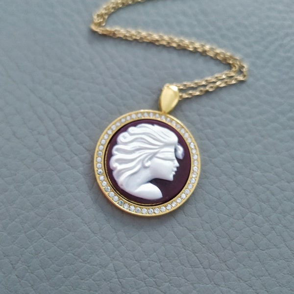 Fortuna Goddess Cameo Pendant Necklace