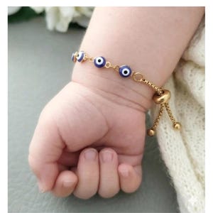 Barn OJO onda ögat armband, onda ögat skyddsarmband, guldfärgade onda ögat smycken, baby onda ögat skyddsarmband, barnfödelsedagspresenter