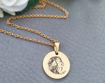 Pendente Dea Bendata In Argento 925 Dorato Con Collana 45 Cm