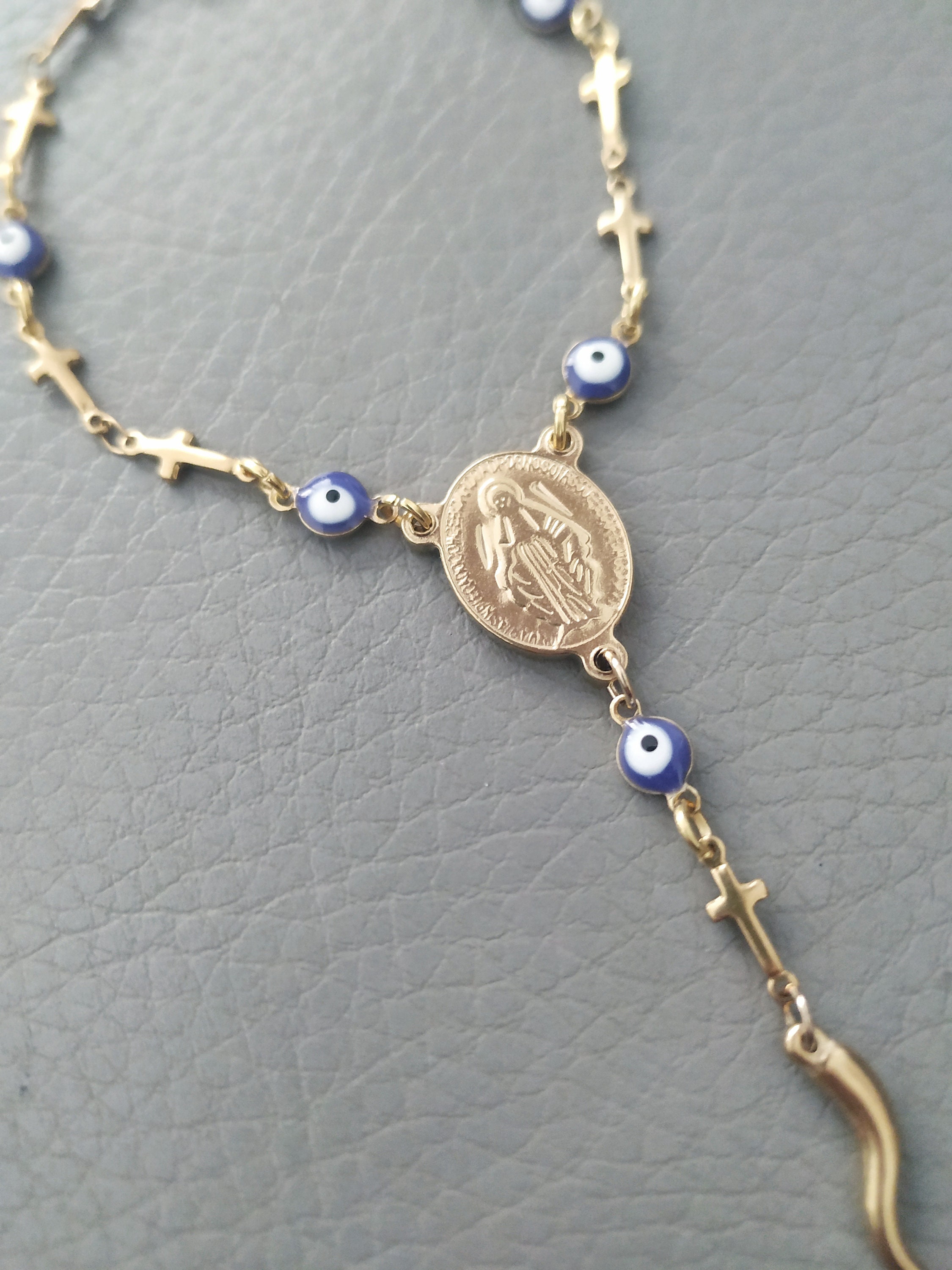 Ciondolo Rosario Per Auto Con Portachiavi Di San Cristoforo - Talismano Per Protezione E Preghiera