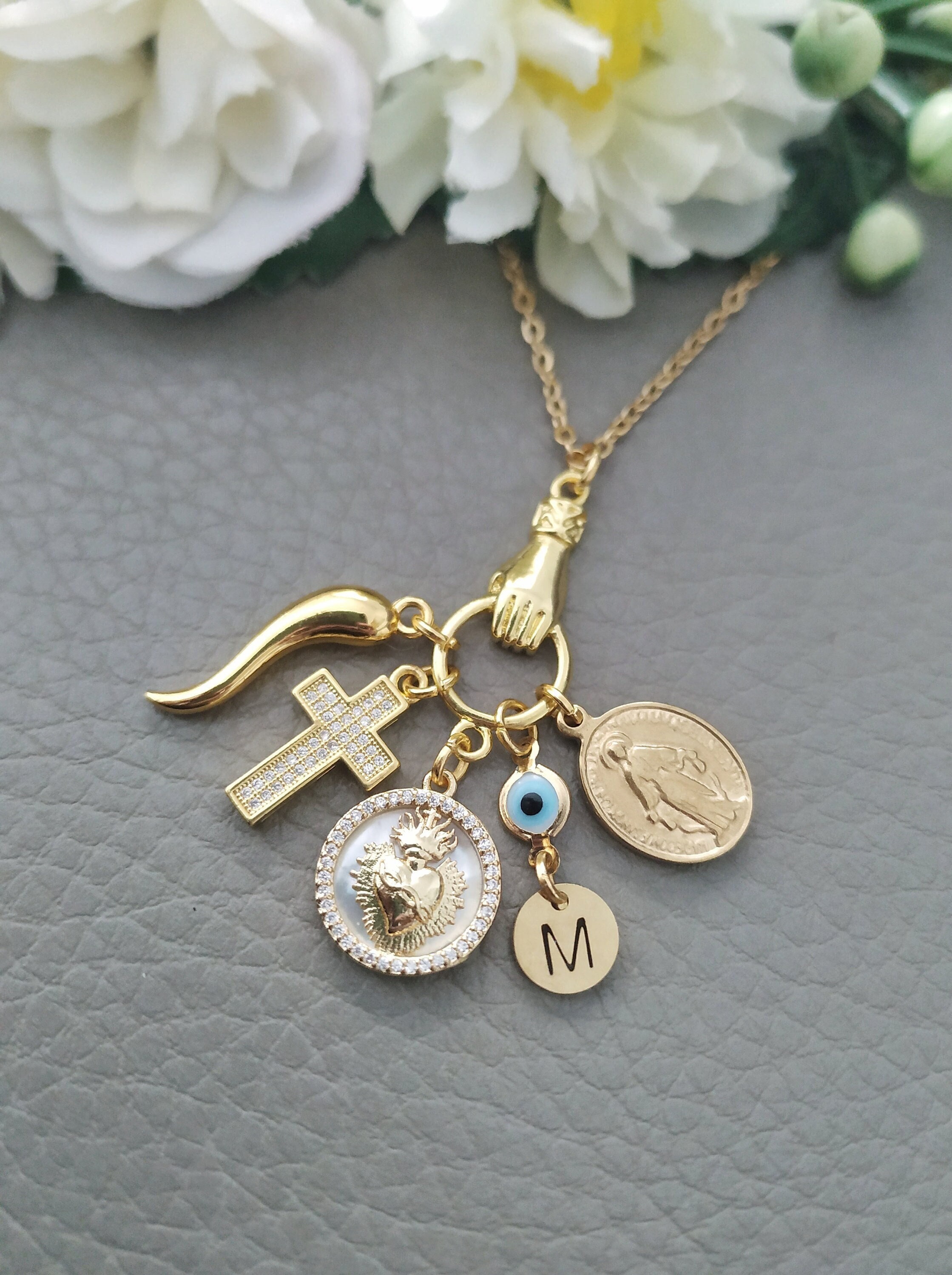 Gold Italy Horn Necklace Catholic Lucky Charms Pepper Sacred - Etsy