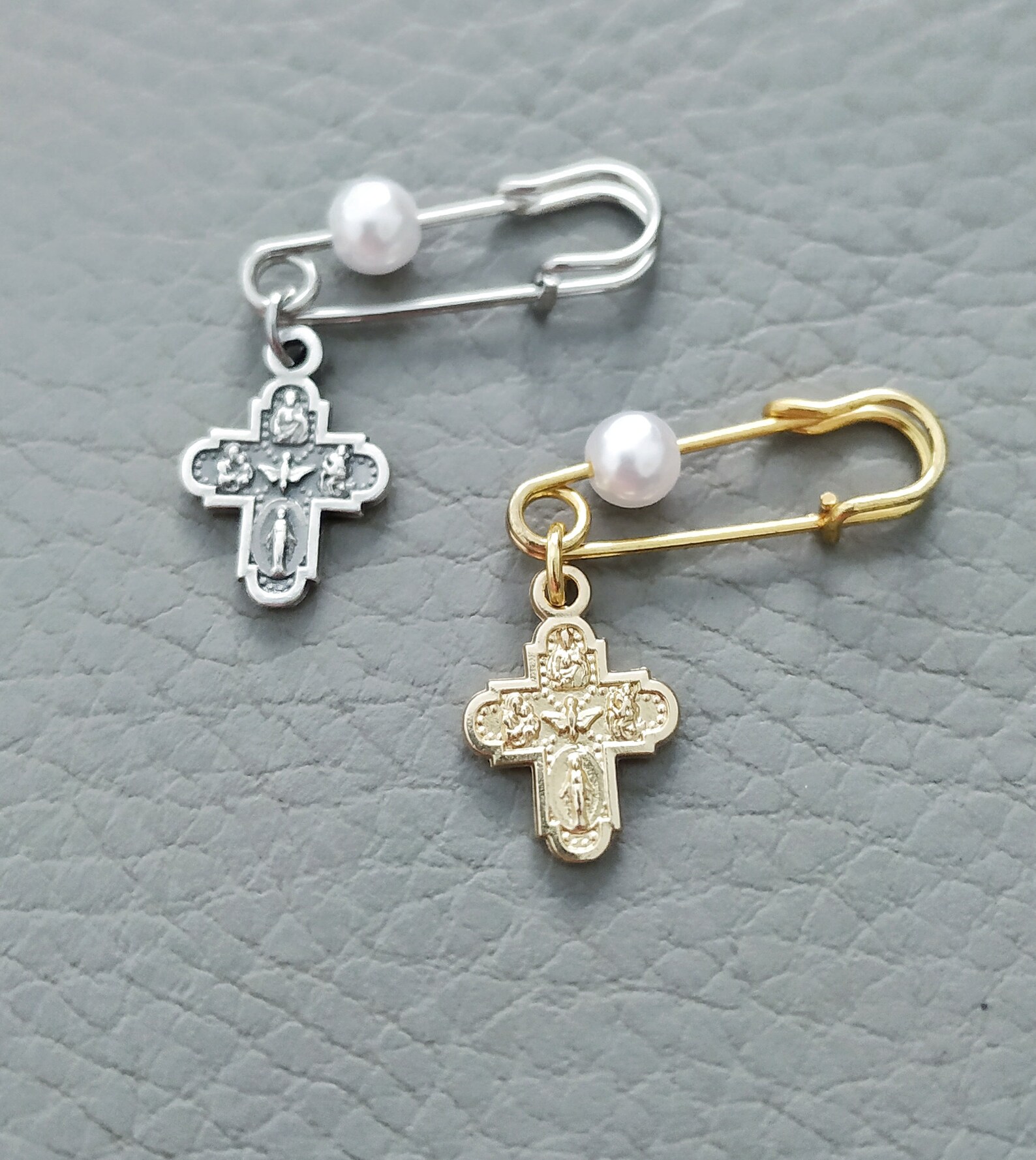 Four Way Cross Medal Baptism Pin, Baby Heirloom Keepsake - Etsy